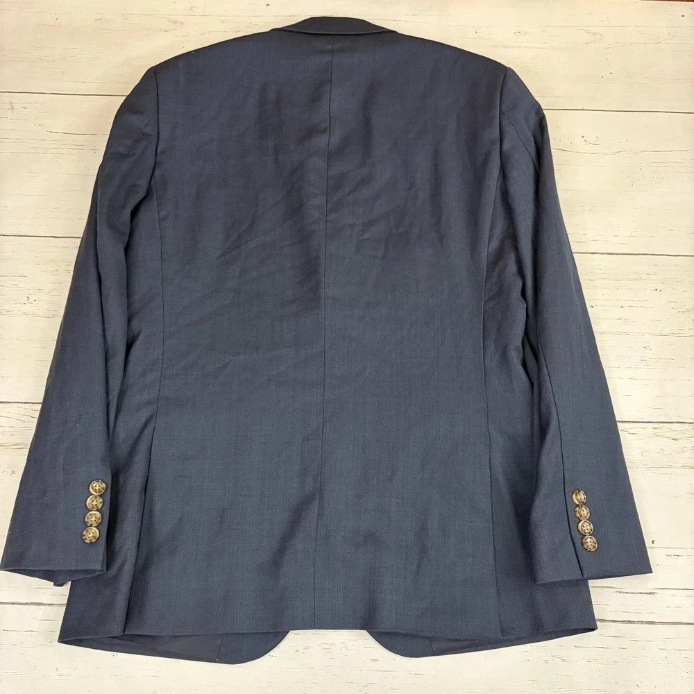 J Crew Thompson Blazer Suit Jacket Mens 38S Blue Wool Notch Lapel 4 Button Cuffs